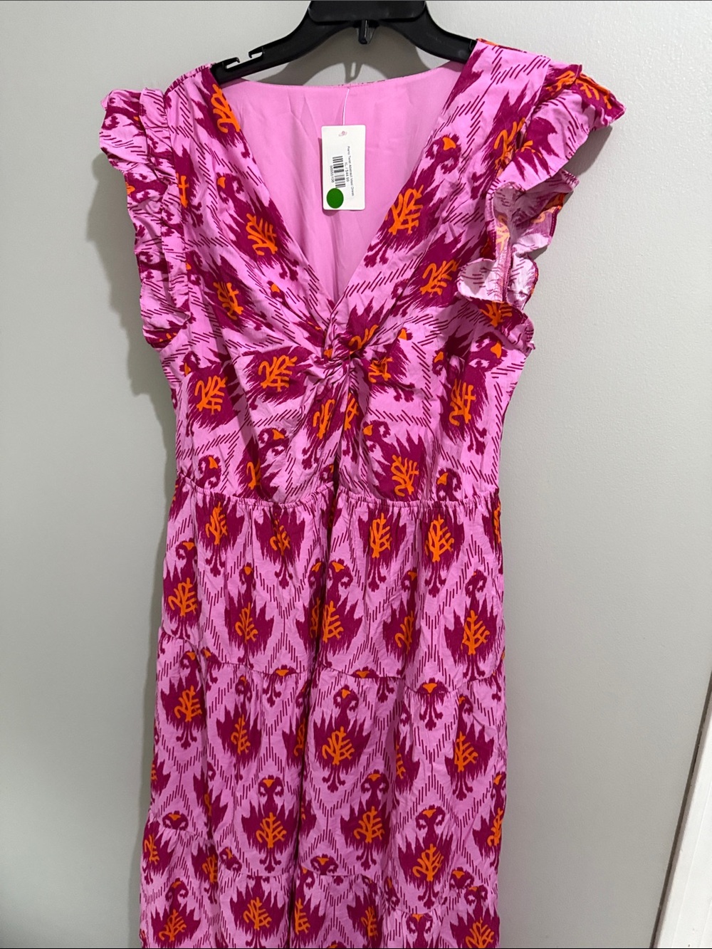 Retro Pink Maxi Dress with Orange Accent size XL